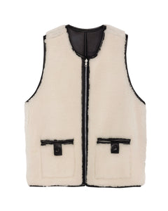 Solitario Reversible Shearling Vest Black