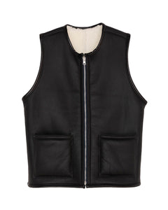 Solitario Reversible Shearling Vest Black