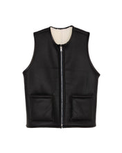 Load image into Gallery viewer, Solitario Reversible Shearling Vest Black
