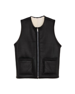 Solitario Reversible Shearling Vest Black