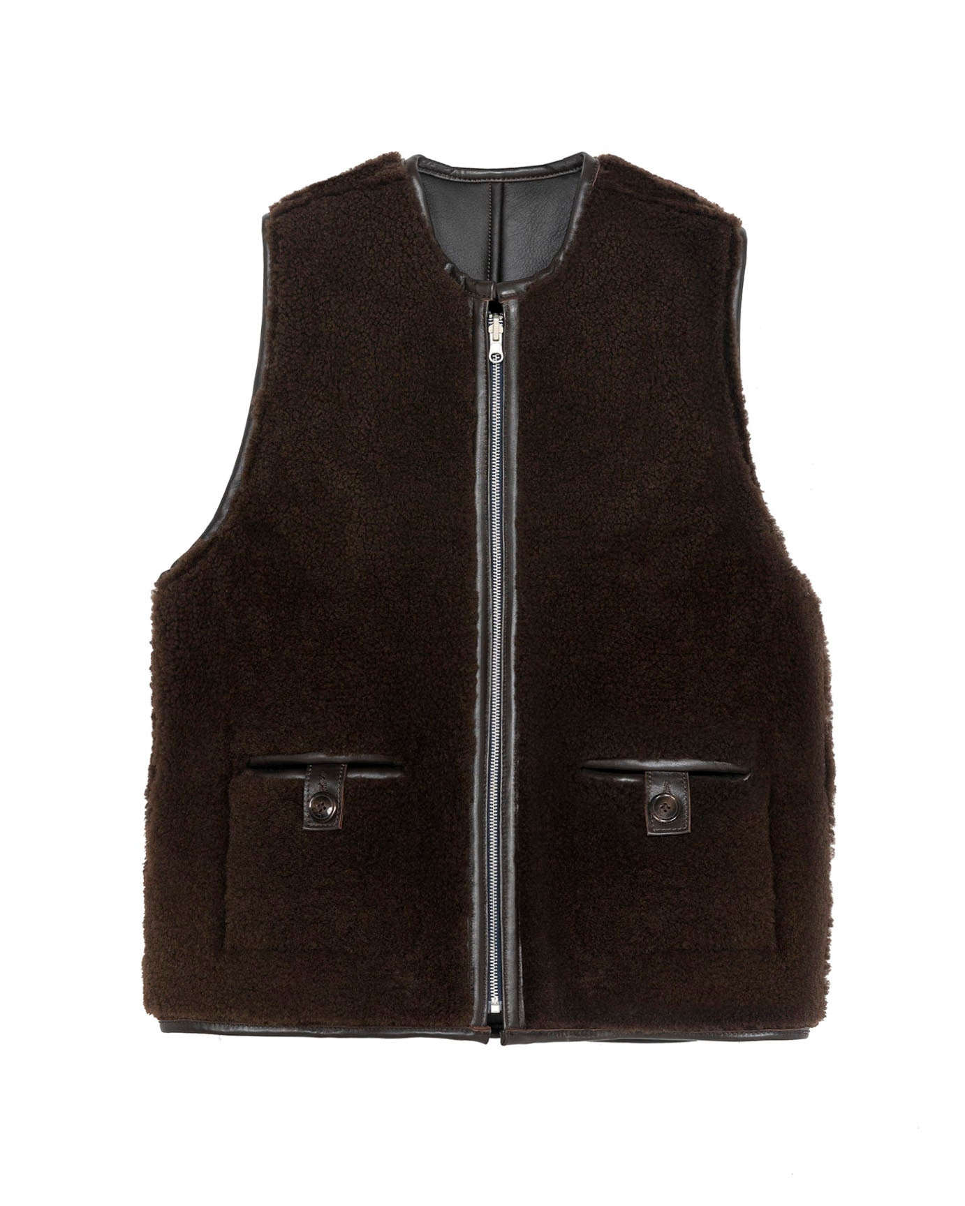 Solitario Reversible Shearling Vest Brown