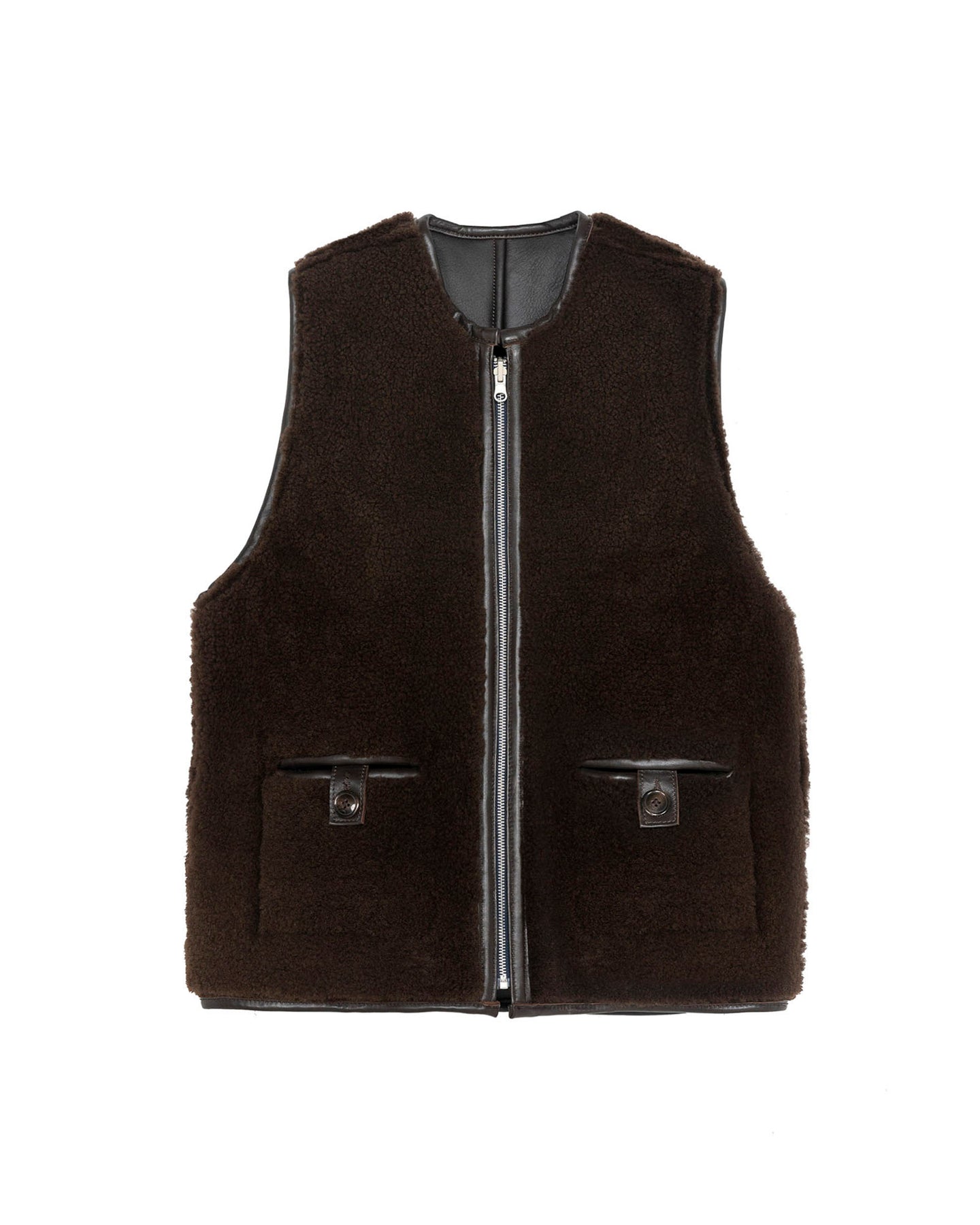 Solitario Reversible Shearling Vest Brown