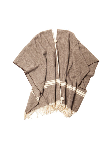 El Solitario Traditional Poncho White Stripe