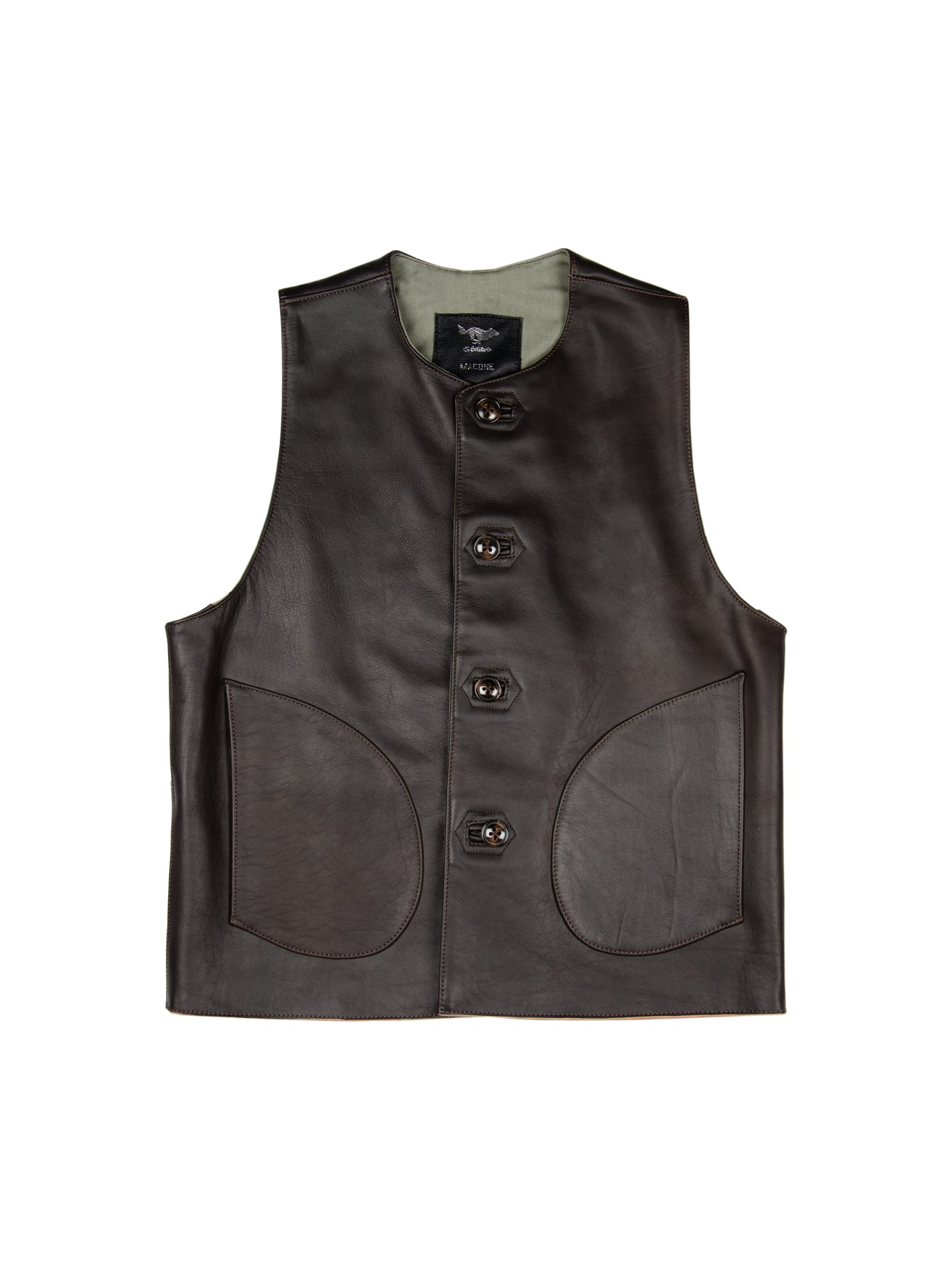 Macone Leather Vest - Lightweight Olive -