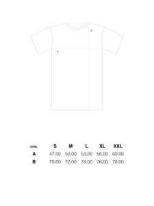 El Solitario No Future White T-Shirt. Size Chart