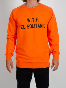 El Solitario WTF Orange Sweatshirt. Front Model