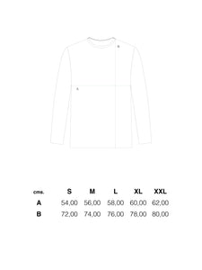 El Solitario Smiley Black Long Sleeve T-Shirt. Size Chart